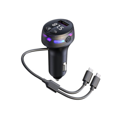 Bluetooth Car FM Transmitter - V5.3, 8-Mode Ambient Lighting, Dual USB Ports - Image 3