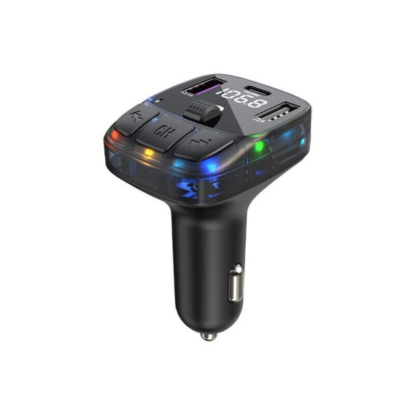 Car FM Transmitter Bluetooth V5.3 - Ambient Light, Dual USB 5V 3.1A/1A, PD 30W