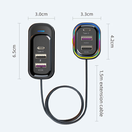 6 port 66+15W Fast Car Charger - Image 4