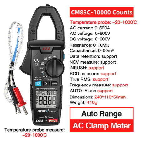 Digital Clamp Meter 600A AC/DC Voltage True-RMS Temp Backlight 10000 Counts - Image 6