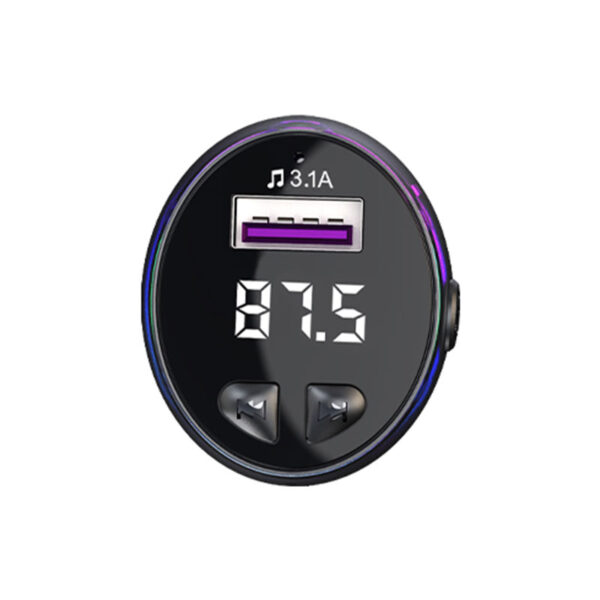 Bluetooth Car FM Transmitter-V5.3, Rainbow Lighting, Dual USB & Type-C Charging - Image 2