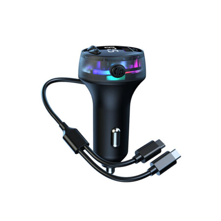 Bluetooth Car FM Transmitter - V5.3, 8-Mode Ambient Lighting, Dual USB Ports - Image 2