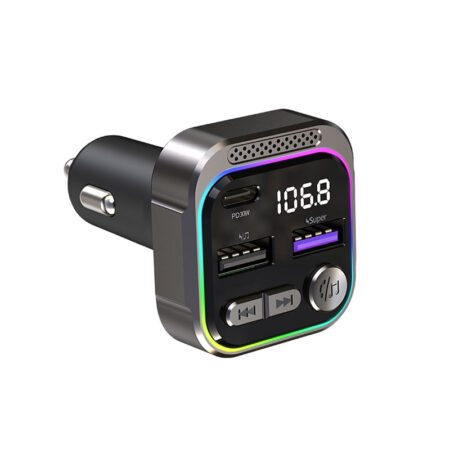 Car FM Transmitter Bluetooth V5.3 - Ambient Light, Dual USB QC3.0/PD30W - Image 2