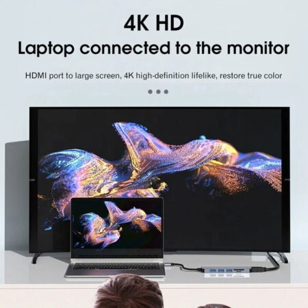 6-in-1 USB-C Hub Adaptor: HDMI 4K/30Hz, Dual USB-A 5Gbps + 480Mbps, SD/TF 2.0 - Image 3