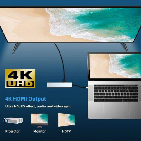 8-in-1 USB-C Hub: 100W Type C, HDMI, USB-A 5Gbps, SD/TF 2.0, RJ45 100Mbps - Image 5