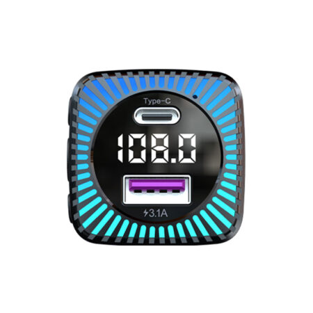 Bluetooth Car FM Transmitter - V5.3, Rainbow Lighting, Dual Charging Ports - Image 3