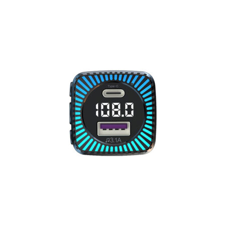Car FMTransmitter Bluetooth V5.3-Ambient Light, Dual USB/C Charging 3-in-1 Cable - Image 3