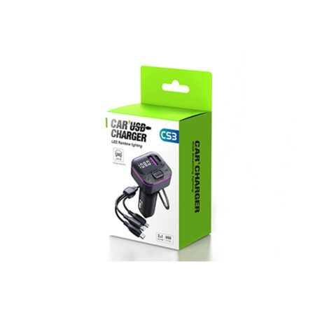 Car FM Transmitter Bluetooth V5.3 -Ambient Light, Dual USB, Type-C, 3-in-1 Cable - Image 4