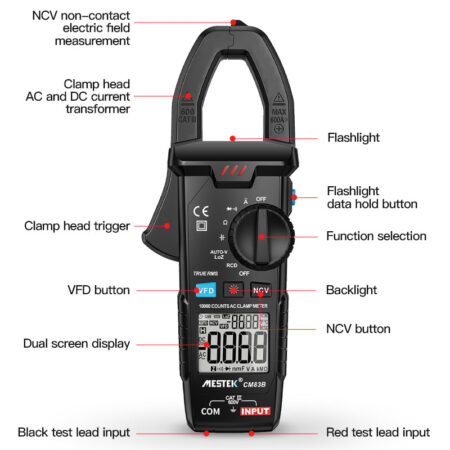 Multimeter Clamp Meter 10000 Counts 600A AC/DC Voltage True-RMS Backlight - Image 3