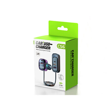 Bluetooth Car FM Transmitter - V5.3, Purple Lighting, Dual USB & Type-C Charging - Image 5