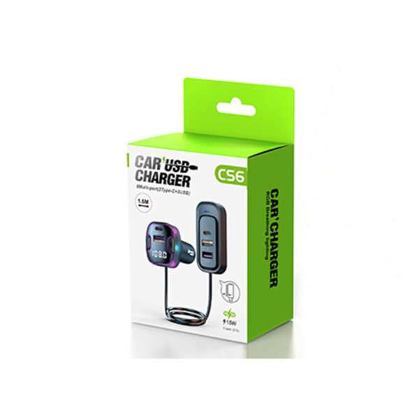 Bluetooth Car FM Transmitter - V5.3, Purple Lighting, Dual USB & Type-C Charging - Image 5