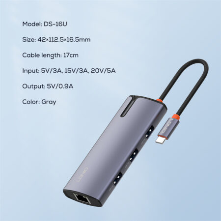 6-in-1 Type-C Docking Station: PD100W, USB 3.0, USB 2.0, RJ45 Ports - Image 6