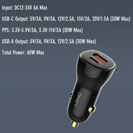 High quality Quick Car Charger 60W High Power PD30W+QC30W Support PD/PPS/QC - Image 5